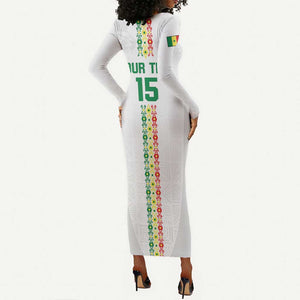 Custom Senegal Football Long Sleeve Bodycon Dress Go Champions Lions de la Teranga - African Pride