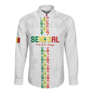 Custom Senegal Football Long Sleeve Button Shirt Go Champions Lions de la Teranga - African Pride