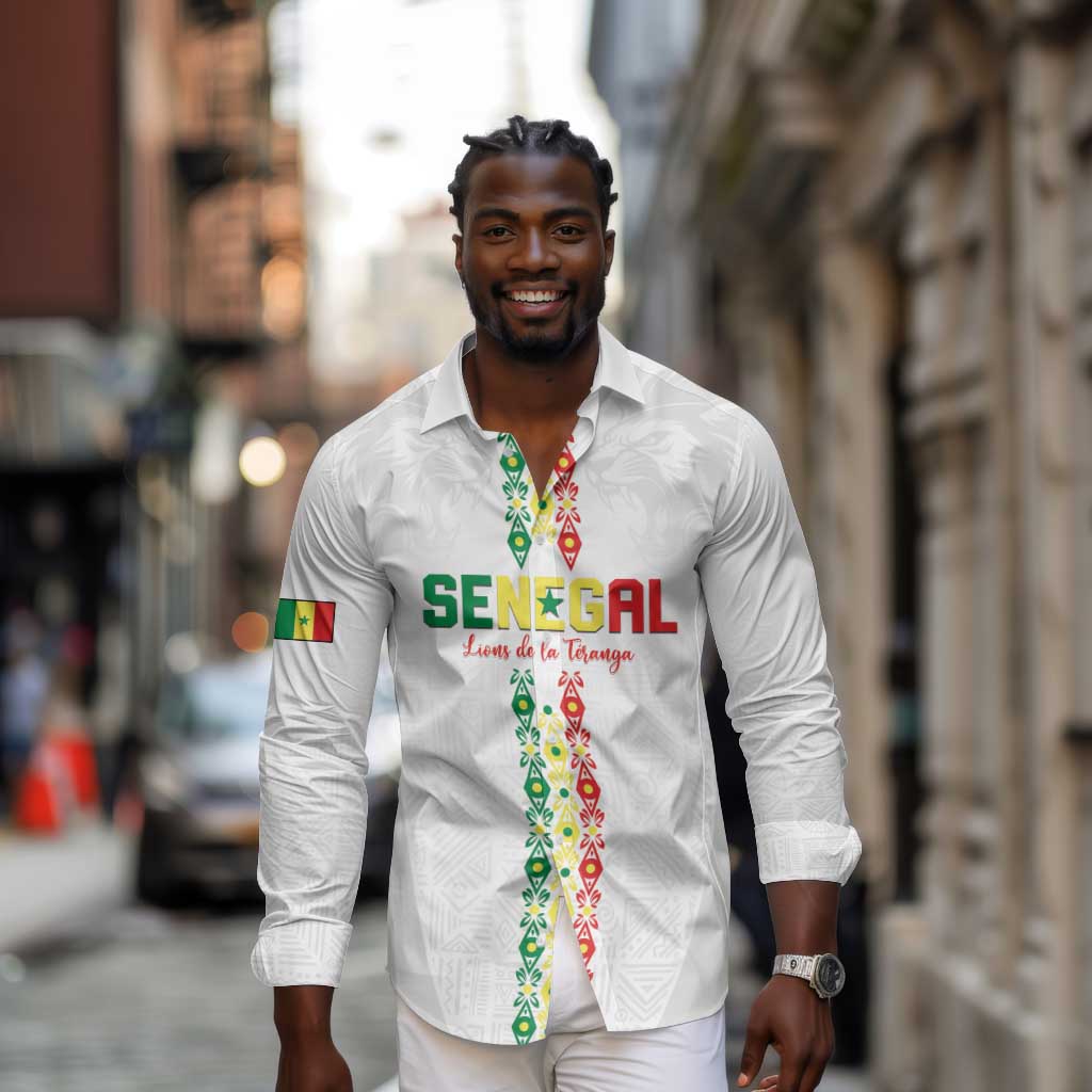 Custom Senegal Football Long Sleeve Button Shirt Go Champions Lions de la Teranga - African Pride