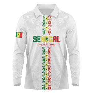 Custom Senegal Football Long Sleeve Polo Shirt Go Champions Lions de la Teranga - African Pride
