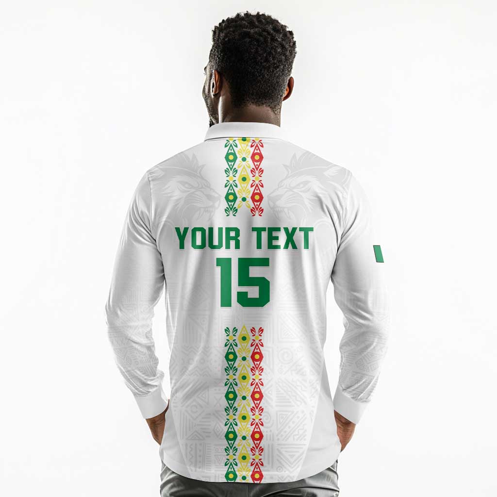 Custom Senegal Football Long Sleeve Polo Shirt Go Champions Lions de la Teranga - African Pride