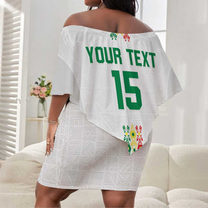 Custom Senegal Football Off Shoulder Short Dress Go Champions Lions de la Teranga - African Pride