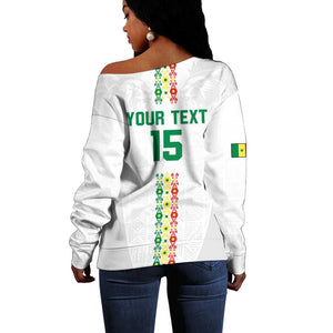 Custom Senegal Football Off Shoulder Sweater Go Champions Lions de la Teranga - African Pride
