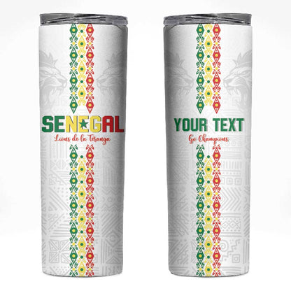 Custom Senegal Football Skinny Tumbler Go Champions Lions de la Teranga - African Pride