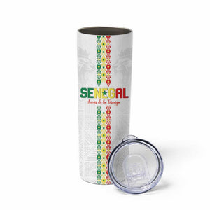 Custom Senegal Football Skinny Tumbler Go Champions Lions de la Teranga - African Pride