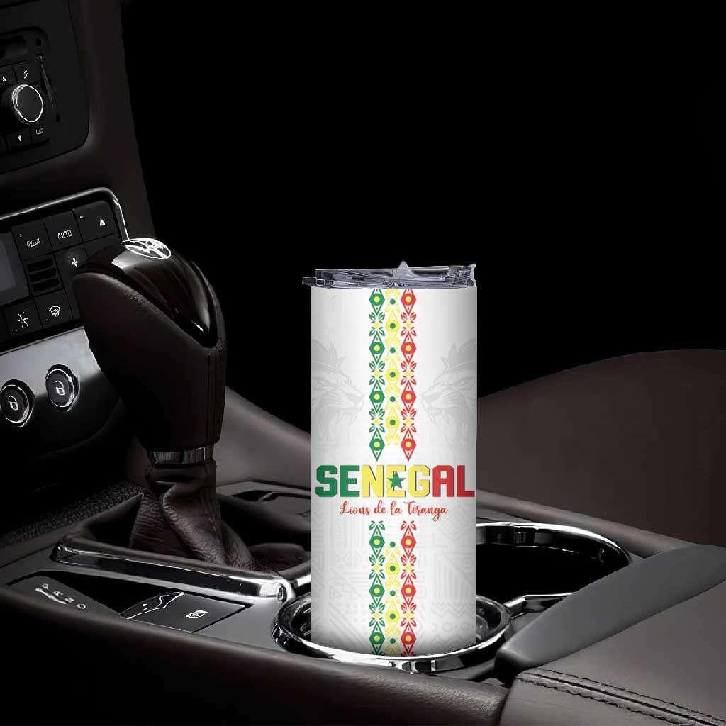 Custom Senegal Football Skinny Tumbler Go Champions Lions de la Teranga - African Pride