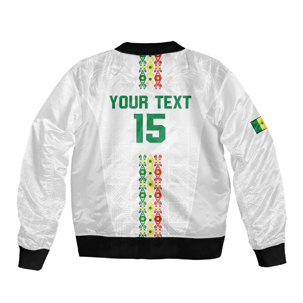Custom Senegal Football Sleeve Zip Bomber Jacket Go Champions Lions de la Teranga - African Pride