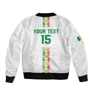 Custom Senegal Football Sleeve Zip Bomber Jacket Go Champions Lions de la Teranga - African Pride