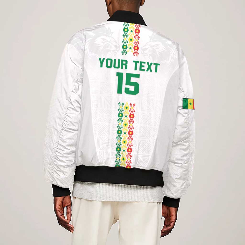 Custom Senegal Football Sleeve Zip Bomber Jacket Go Champions Lions de la Teranga - African Pride