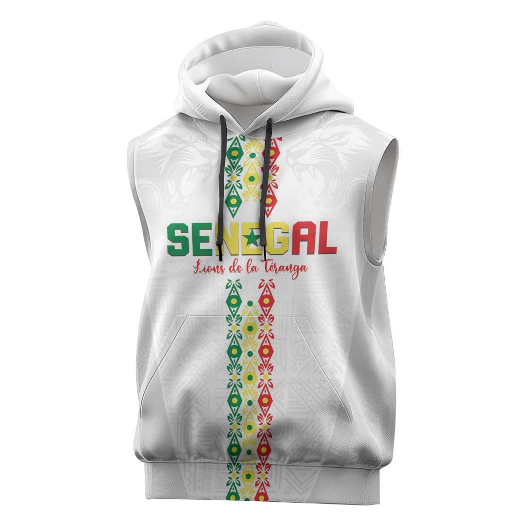 Custom Senegal Football Sleeveless Hoodie Go Champions Lions de la Teranga - African Pride