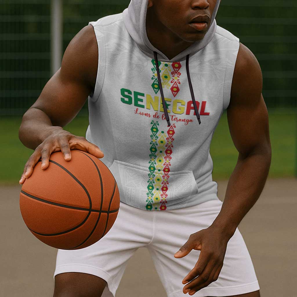 Custom Senegal Football Sleeveless Hoodie Go Champions Lions de la Teranga - African Pride