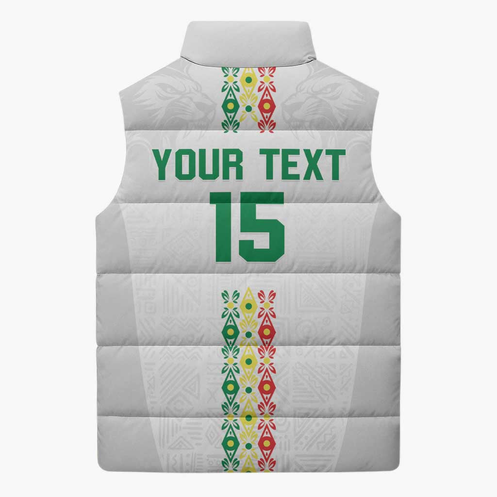 Custom Senegal Football Sleeveless Puffer Jacket Go Champions Lions de la Teranga - African Pride