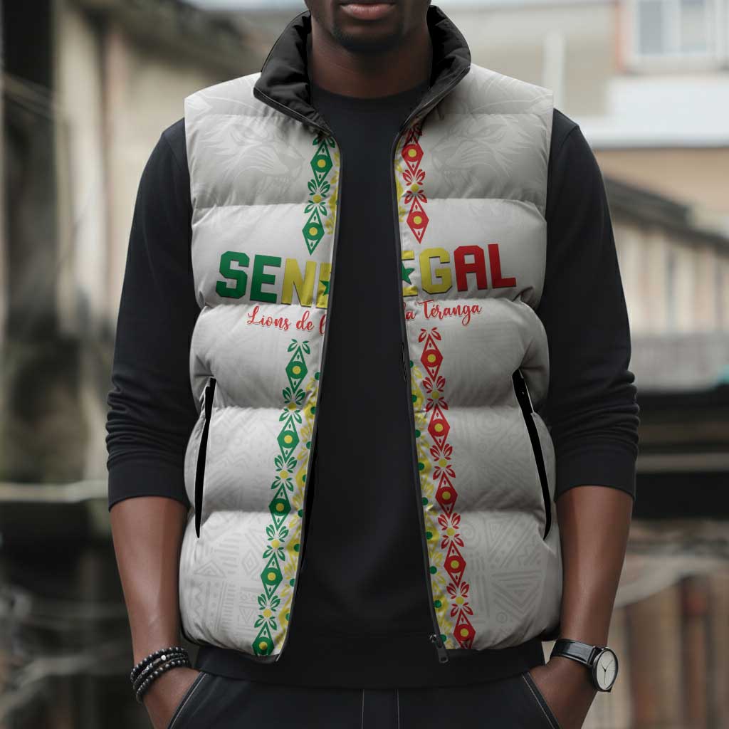 Custom Senegal Football Sleeveless Puffer Jacket Go Champions Lions de la Teranga - African Pride