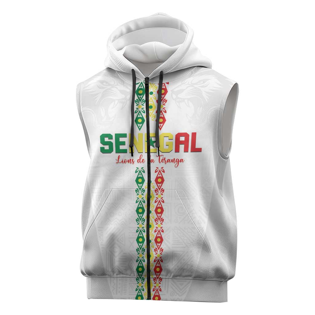 Custom Senegal Football Sleeveless Zip Hoodie Go Champions Lions de la Teranga - African Pride