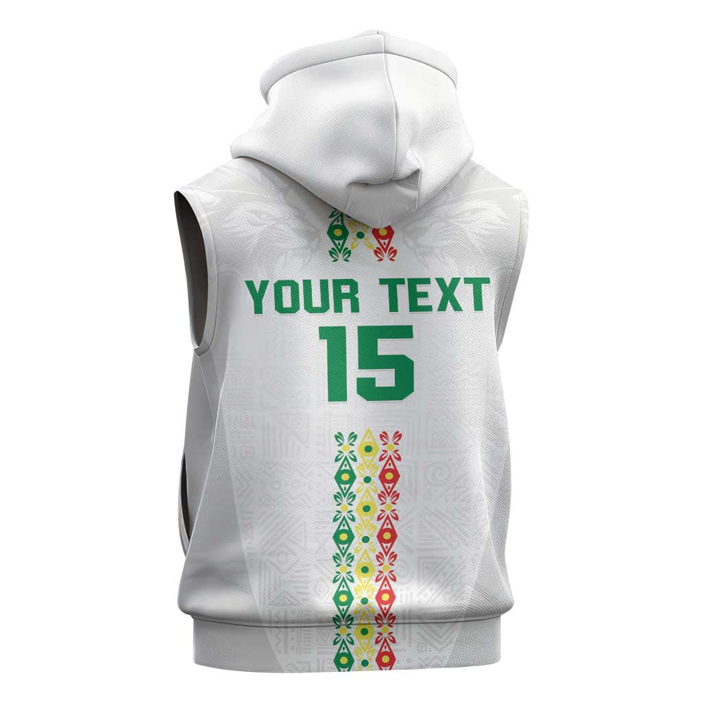 Custom Senegal Football Sleeveless Zip Hoodie Go Champions Lions de la Teranga - African Pride