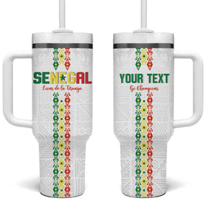 Custom Senegal Football Tumbler With Handle Go Champions Lions de la Teranga - African Pride