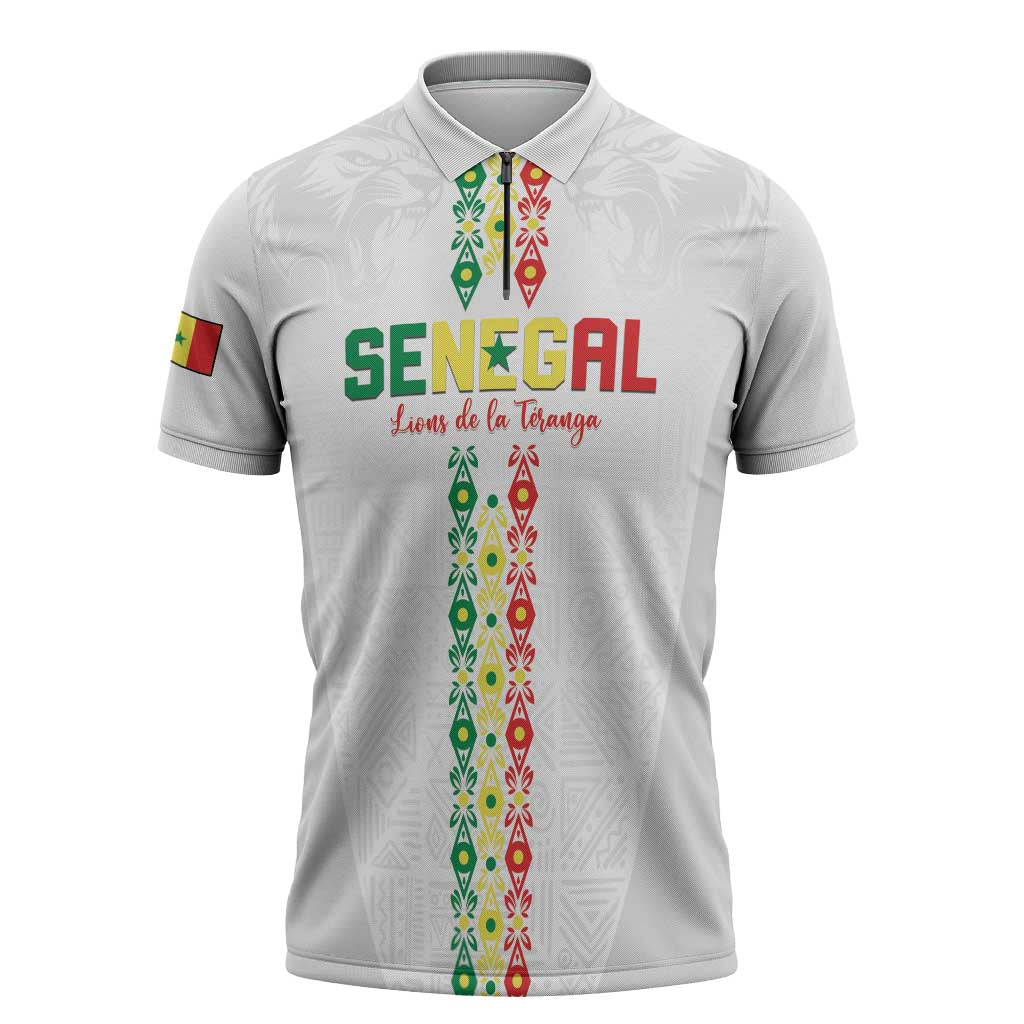 Custom Senegal Football Zipper Polo Shirt Go Champions Lions de la Teranga - African Pride
