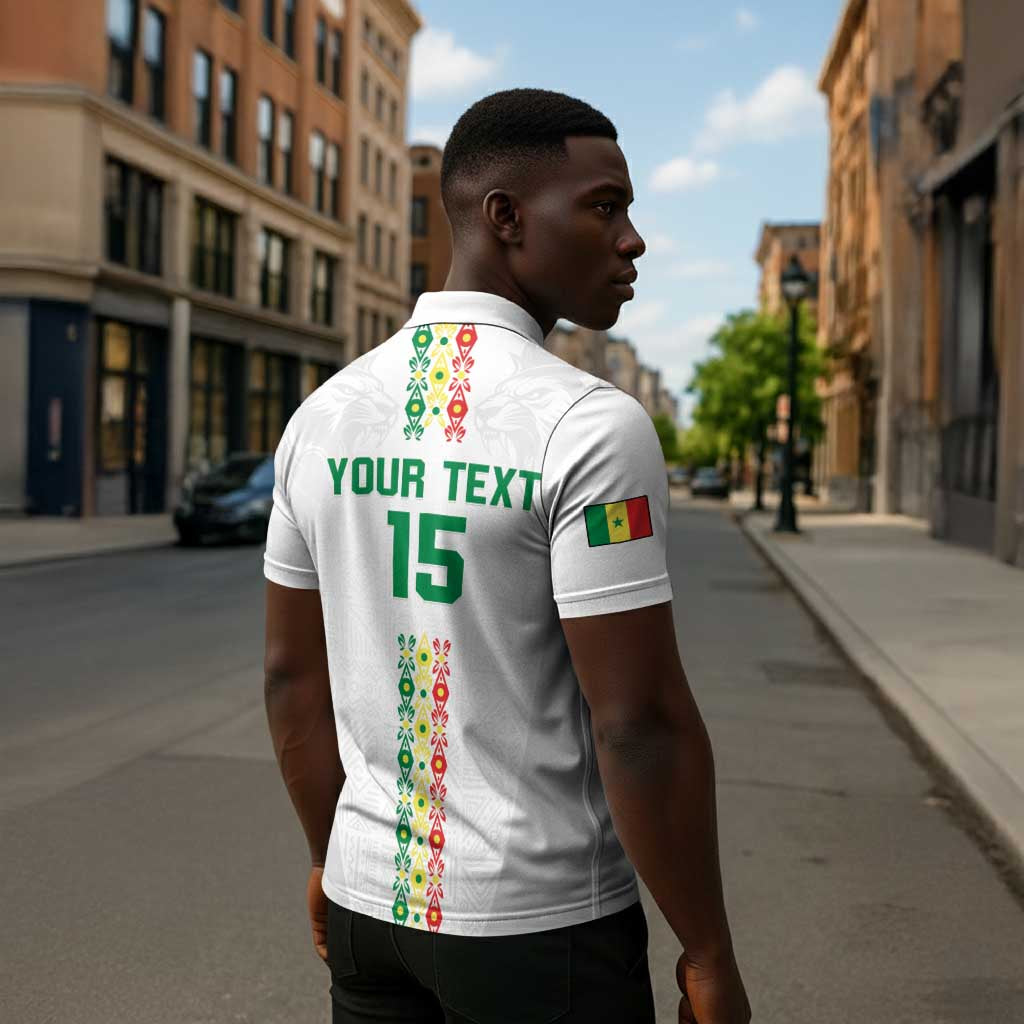 Custom Senegal Football Zipper Polo Shirt Go Champions Lions de la Teranga - African Pride
