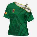 Custom Cameroon Football Cross Shoulder Shirt Go Les Lions Indomptables Go - African Pride