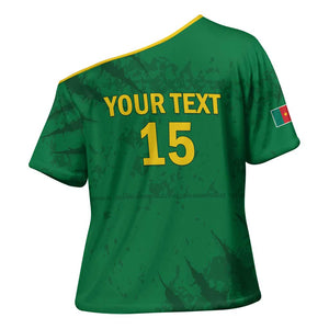 Custom Cameroon Football Cross Shoulder Shirt Go Les Lions Indomptables Go - African Pride