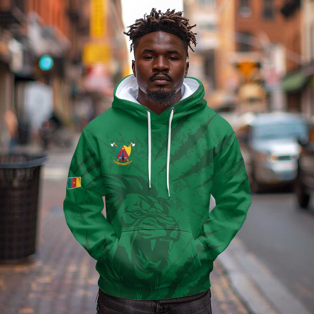 Custom Cameroon Football Hoodie Go Les Lions Indomptables Go - African Pride