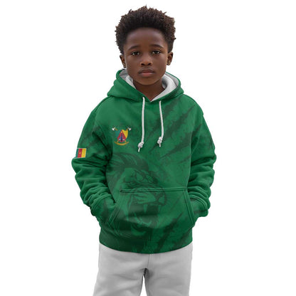 Custom Cameroon Football Kid Hoodie Go Les Lions Indomptables Go - African Pride