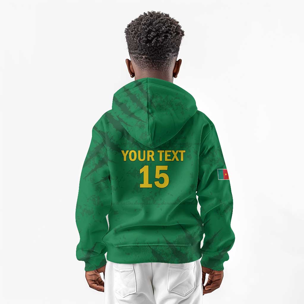Custom Cameroon Football Kid Hoodie Go Les Lions Indomptables Go - African Pride