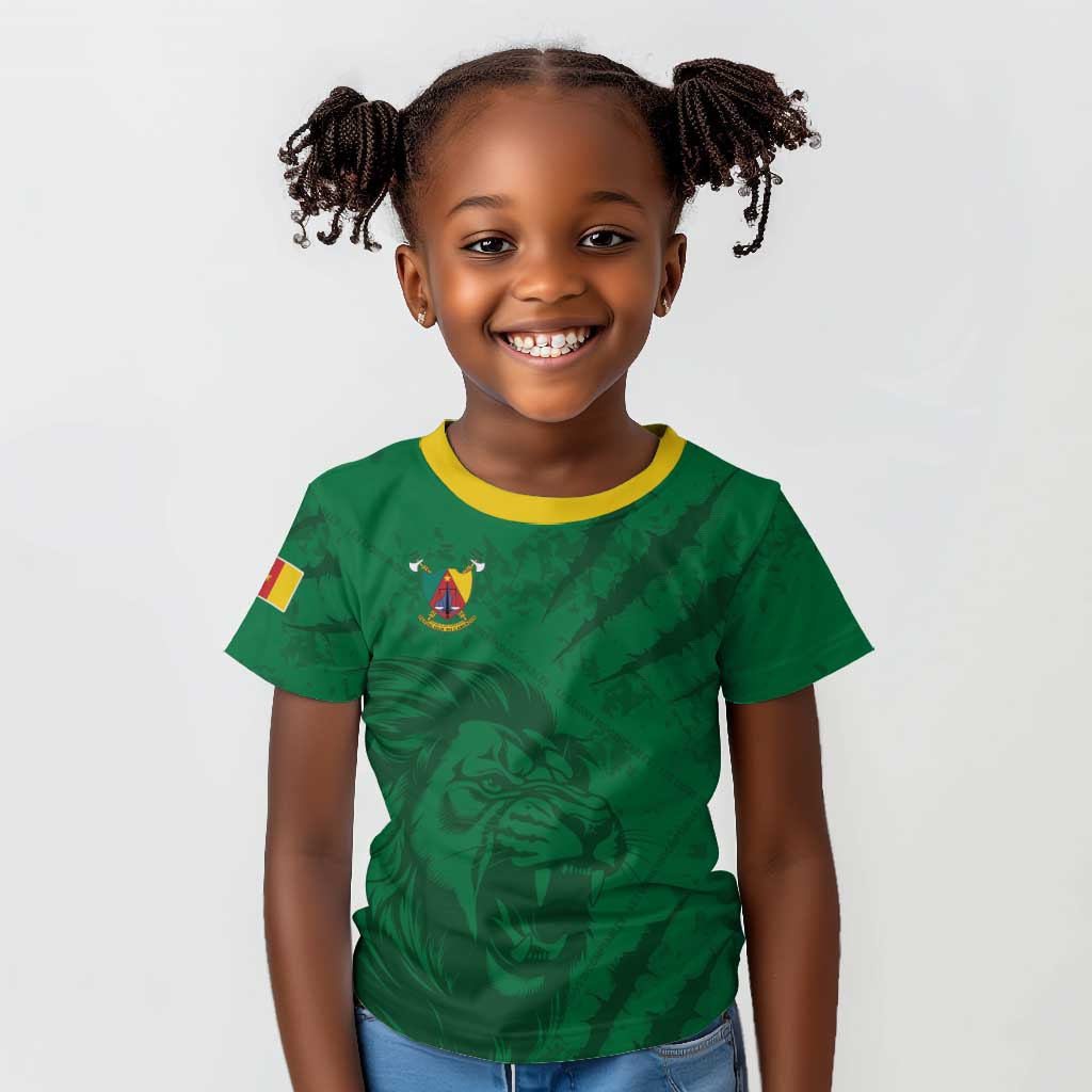 Custom Cameroon Football Kid T shirt Go Les Lions Indomptables Go LT15