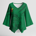Custom Cameroon Football Kimono Sleeve Blouse Go Les Lions Indomptables Go - African Pride