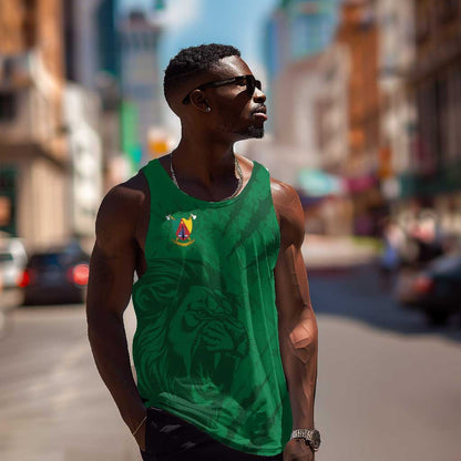 Custom Cameroon Football Men Tank Top Go Les Lions Indomptables Go - African Pride
