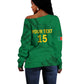Custom Cameroon Football Off Shoulder Sweater Go Les Lions Indomptables Go - African Pride