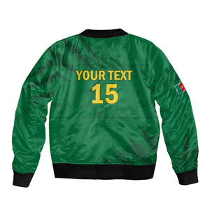 Custom Cameroon Football Sleeve Zip Bomber Jacket Go Les Lions Indomptables Go - African Pride