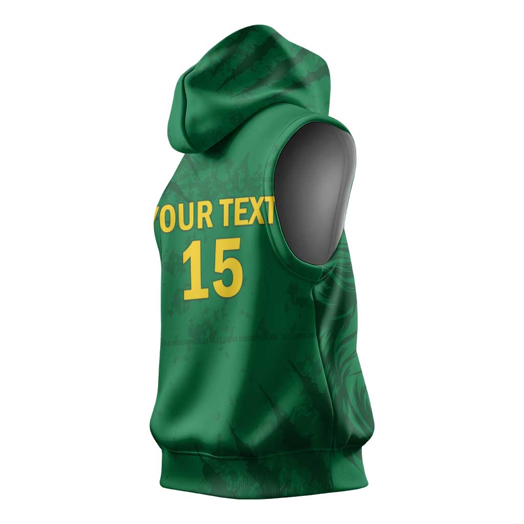 Custom Cameroon Football Sleeveless Hoodie Go Les Lions Indomptables Go - African Pride