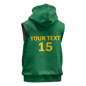 Custom Cameroon Football Sleeveless Zip Hoodie Go Les Lions Indomptables Go - African Pride