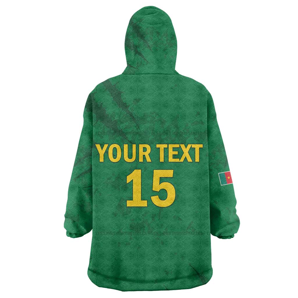 Custom Cameroon Football Wearable Blanket Hoodie Go Les Lions Indomptables Go - African Pride