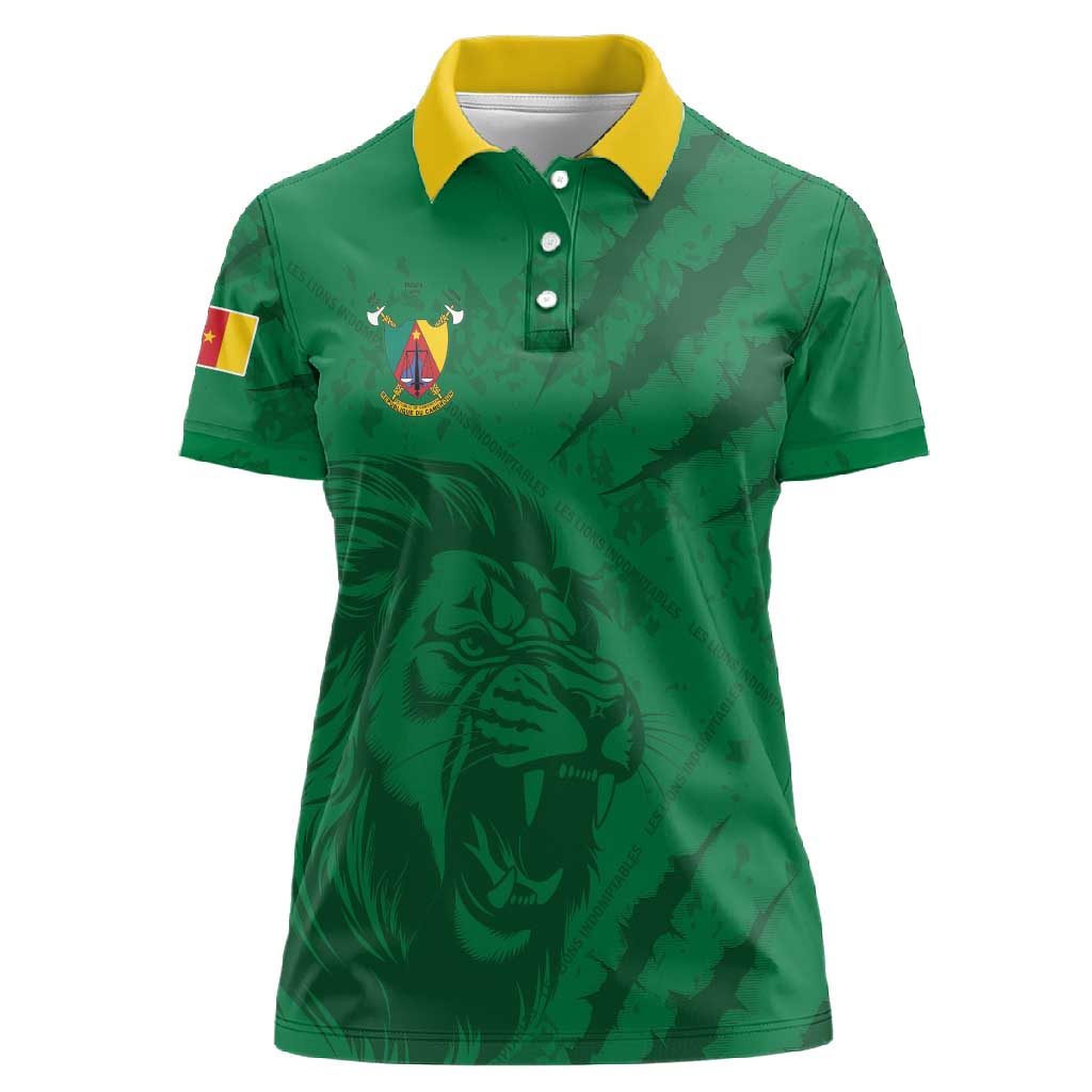 Custom Cameroon Football Women Polo Shirt Go Les Lions Indomptables Go LT15