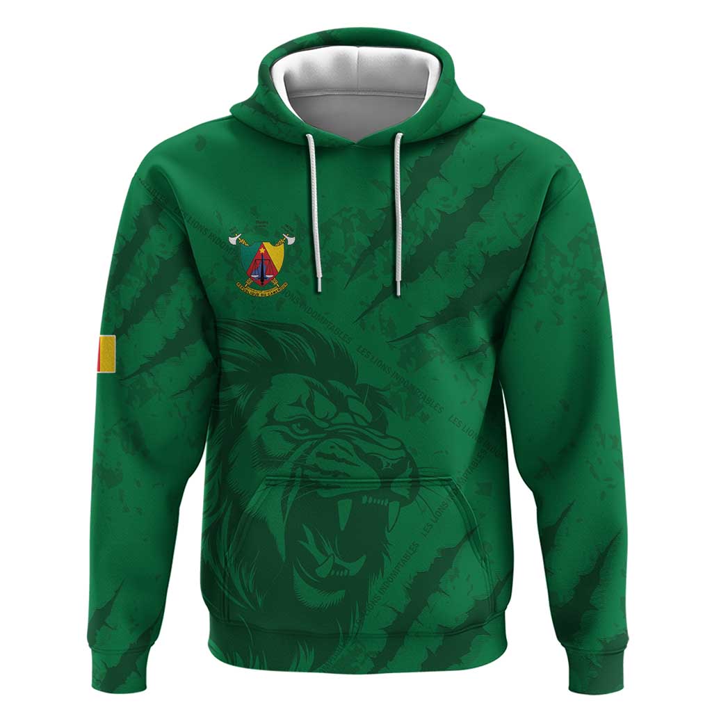 Custom Cameroon Football Zip Hoodie Go Les Lions Indomptables Go - African Pride