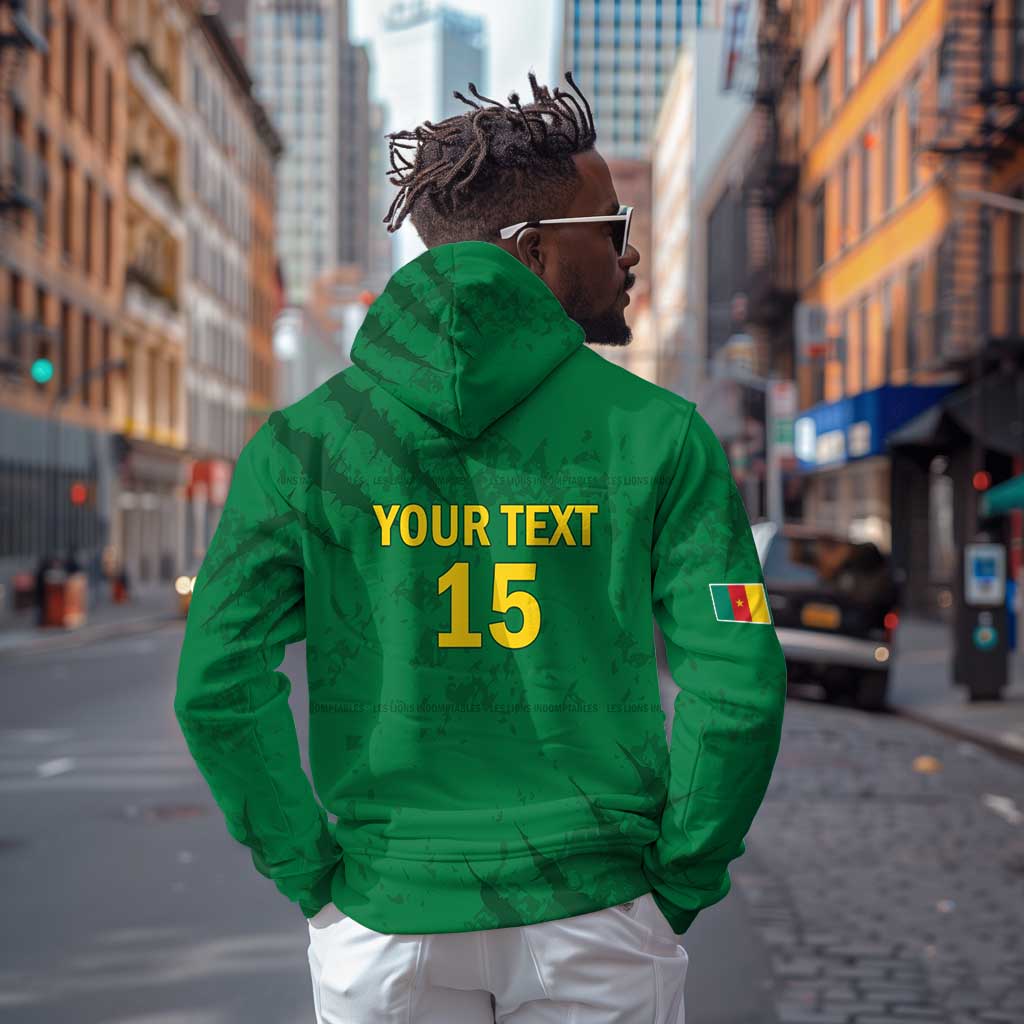 Custom Cameroon Football Zip Hoodie Go Les Lions Indomptables Go - African Pride