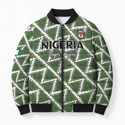 Custom Nigeria Football Bomber Puffer Jacket Come On Super Eagles - African Pride