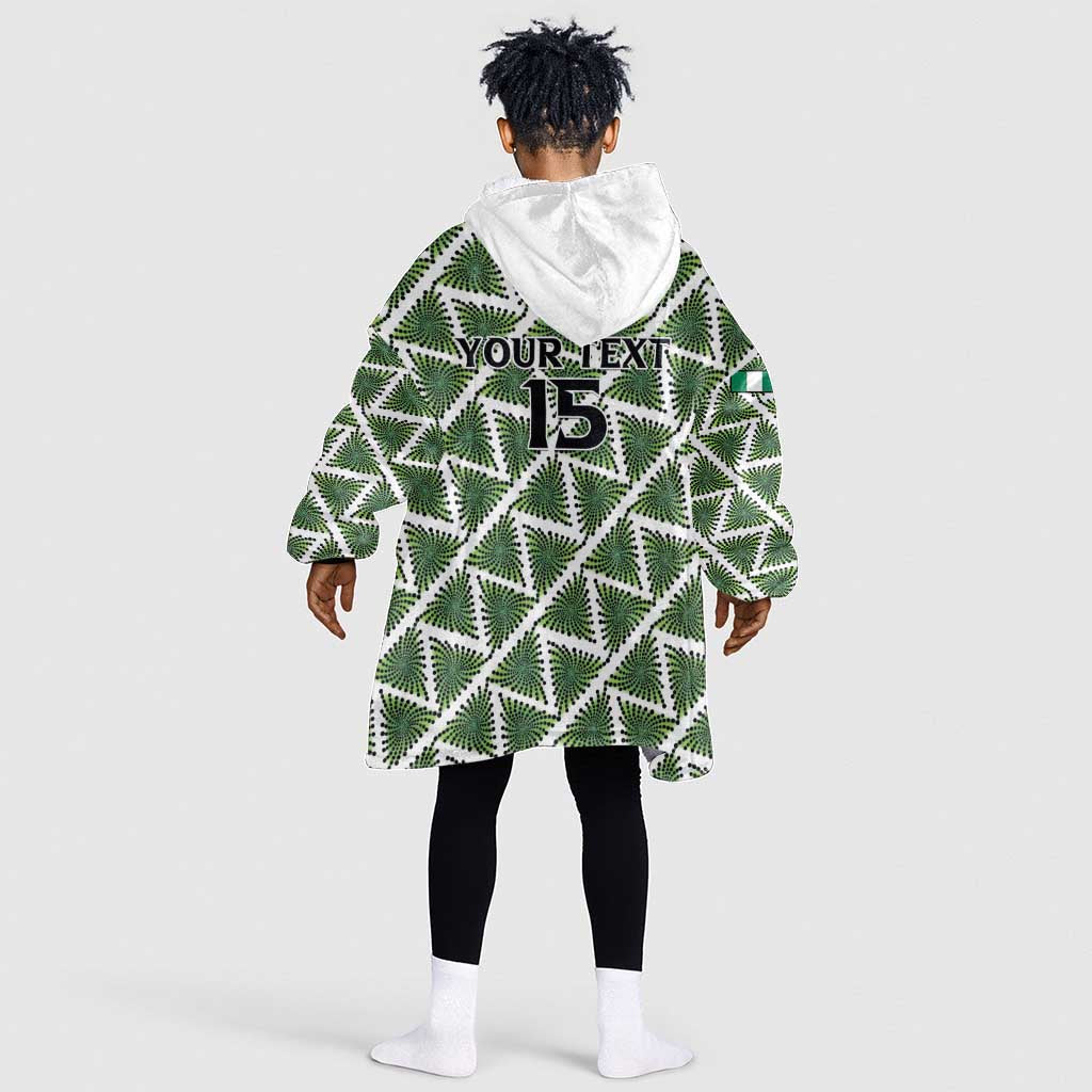 Custom Nigeria Football Kid Wearable Blanket Hoodie Come On Super Eagles - African Pride