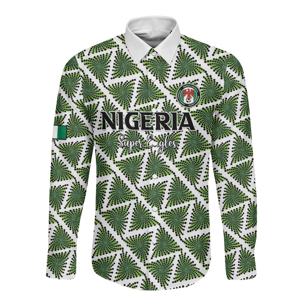 Custom Nigeria Football Long Sleeve Button Shirt Come On Super Eagles - African Pride