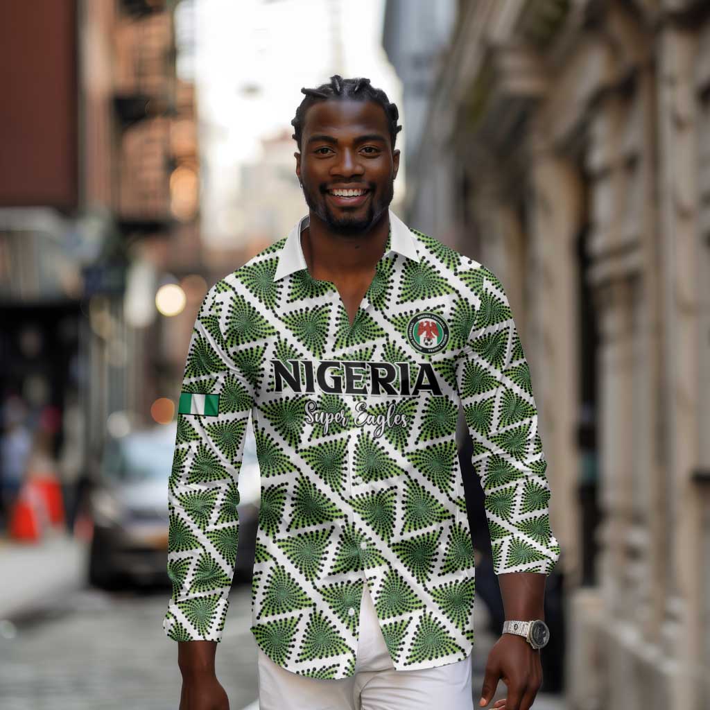 Custom Nigeria Football Long Sleeve Button Shirt Come On Super Eagles - African Pride