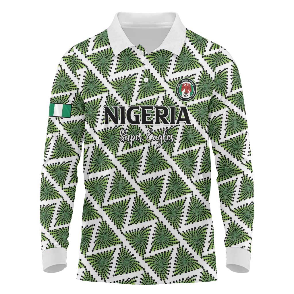 Custom Nigeria Football Long Sleeve Polo Shirt Come On Super Eagles - African Pride
