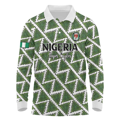 Custom Nigeria Football Long Sleeve Polo Shirt Come On Super Eagles - African Pride