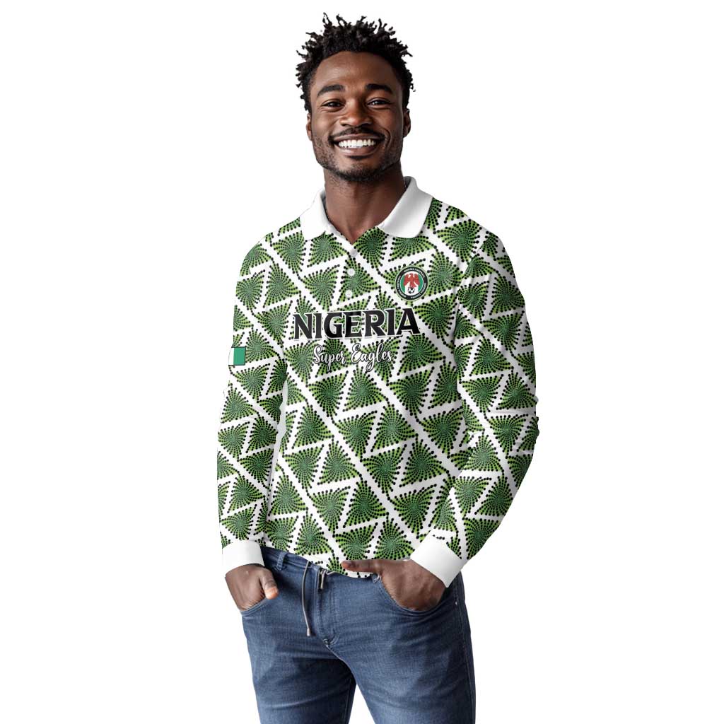 Custom Nigeria Football Long Sleeve Polo Shirt Come On Super Eagles - African Pride