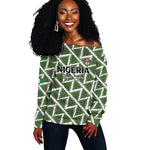 Custom Nigeria Football Off Shoulder Sweater Come On Super Eagles - African Pride