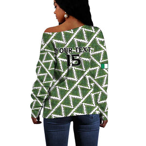 Custom Nigeria Football Off Shoulder Sweater Come On Super Eagles - African Pride