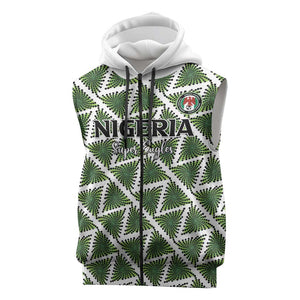 Custom Nigeria Football Sleeveless Zip Hoodie Come On Super Eagles - African Pride