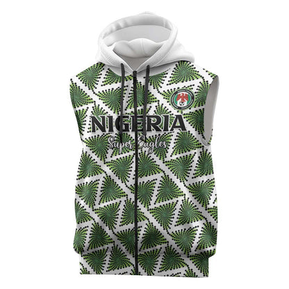 Custom Nigeria Football Sleeveless Zip Hoodie Come On Super Eagles - African Pride
