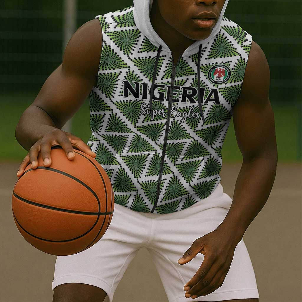 Custom Nigeria Football Sleeveless Zip Hoodie Come On Super Eagles - African Pride